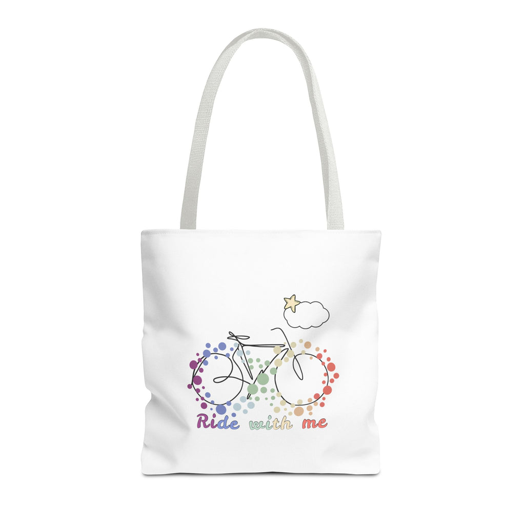 "Ride With Me" Bicycle Tote Bag —Rainbow Bike infinite design