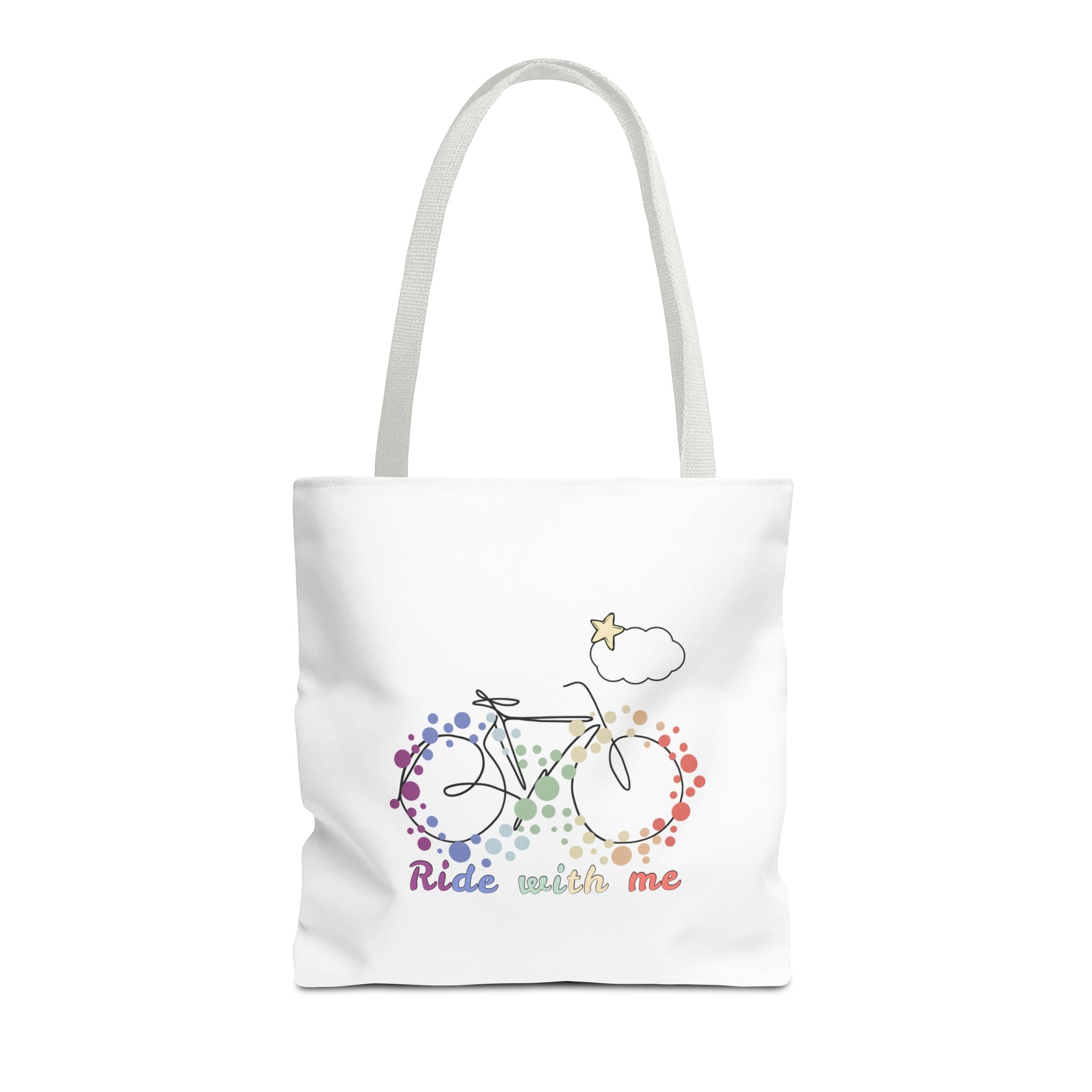 "Ride With Me" Bicycle Tote Bag —Rainbow Bike infinite design