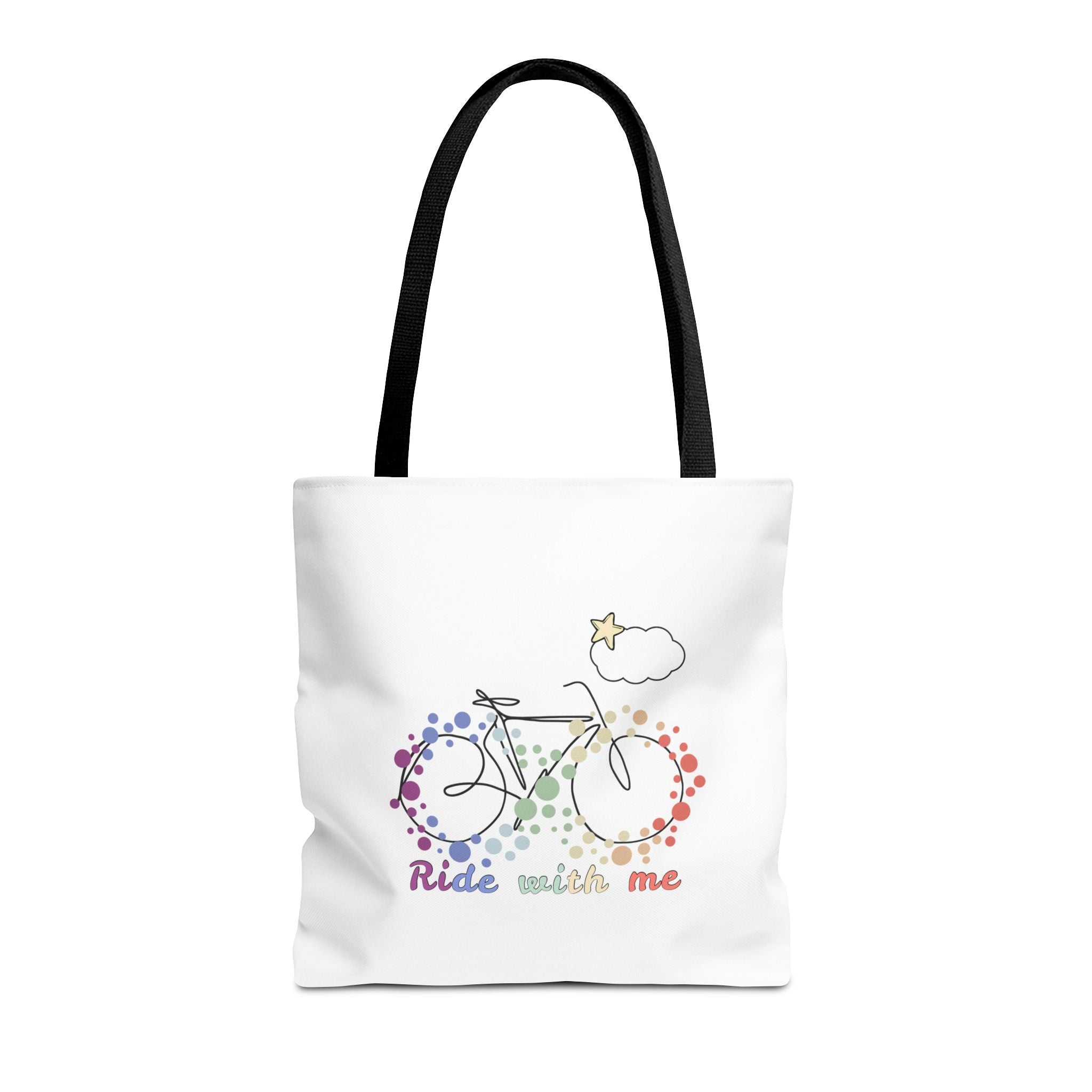 "Ride With Me" Bicycle Tote Bag —Rainbow Bike infinite design