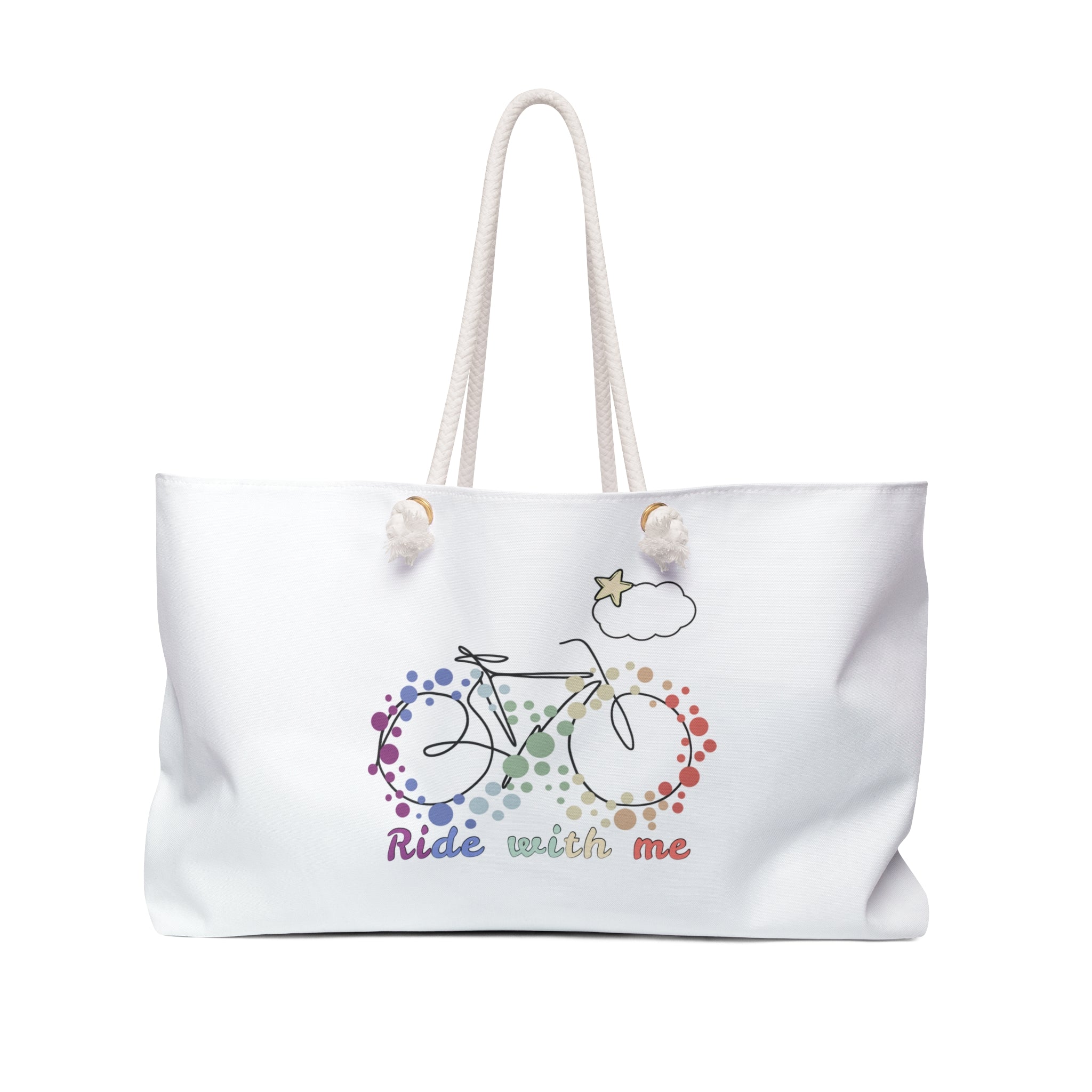 Ride With Me Weekender Bag — Rainbow Bicycle Travel Tote