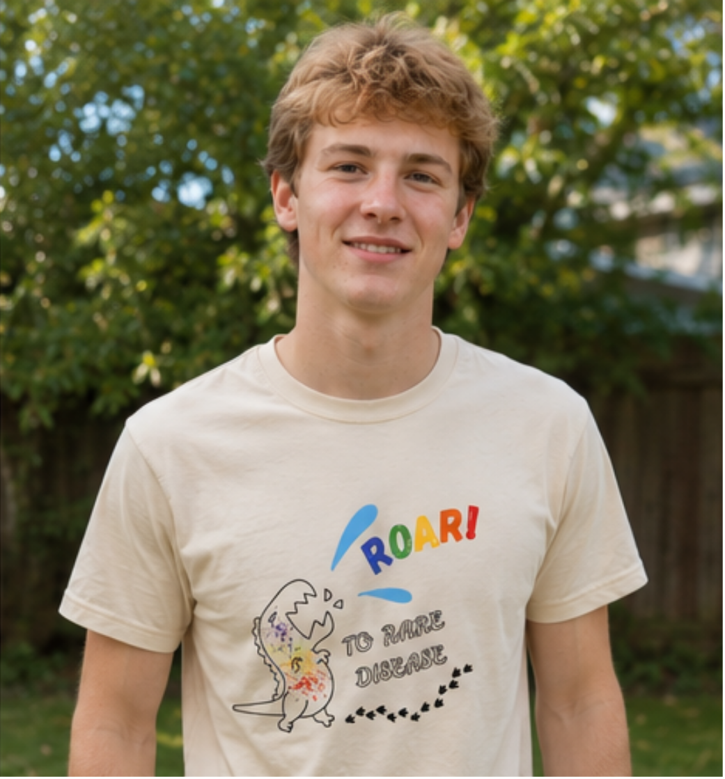 A teen wearing a T-Shirt to advocate for Rare Disease