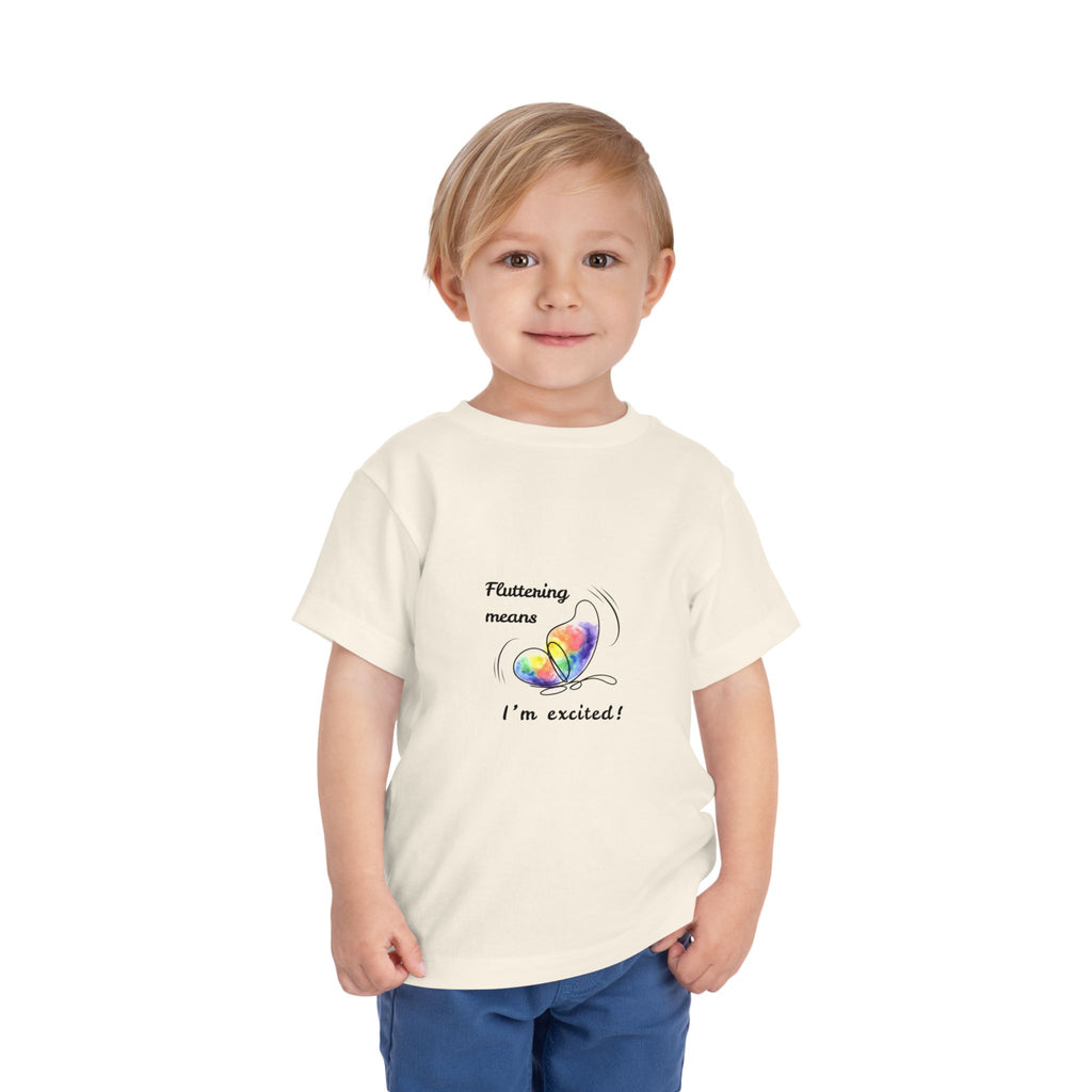 Fluttering means I'm excited' flapping kids T-shirt, tagless and sensory-friendly organic cotton. Clothing for autistic children. Flapping, repetitive behavior, stimming. Autism mom. Mama autismo. Mama azul