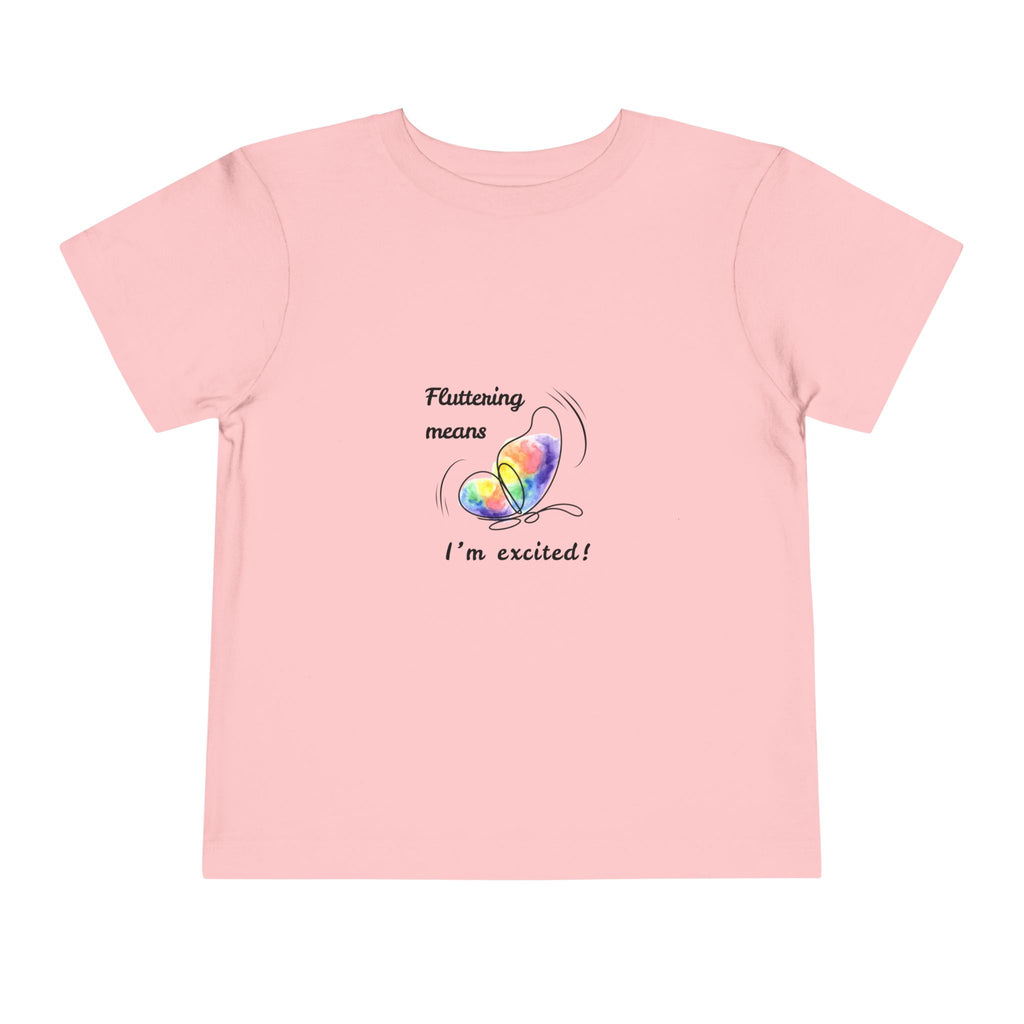 Fluttering means I'm excited' flapping kids T-shirt, tagless and sensory-friendly organic cotton. Clothing for autistic children. Flapping, repetitive behavior, stimming. Autism mom. Mama autismo. Mama azul